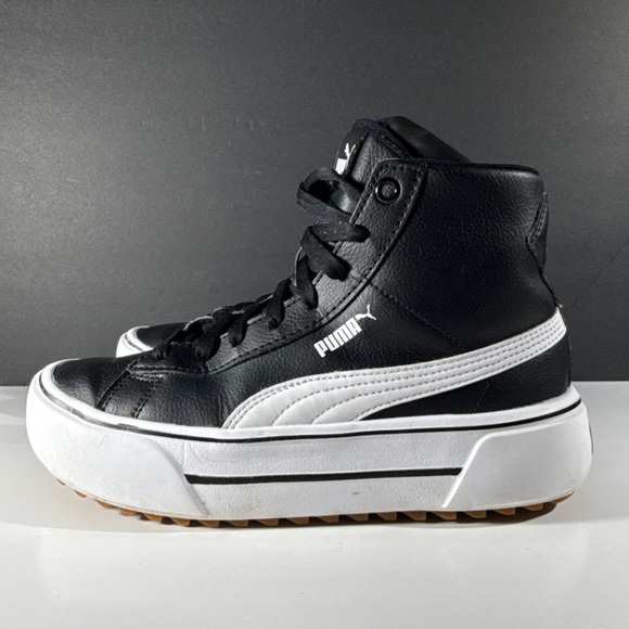 PUMA Black and White High-Top Sneakers Women’s Size 7 Athletic Shoes - Picture 8 of 14
